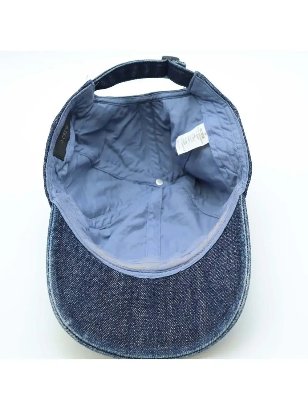 J. CREW Blue Denim Baseball Cap Chenille Patch Number 10 Adjustable Strapback